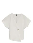 Vmsonja Ss V-Neck Top Wvn Exp Tops Blouses Short-sleeved White Vero Mo...
