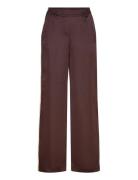 Contrast Stripe Straight Trousers Bottoms Trousers Straight Leg Brown ...