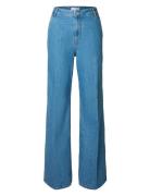 Slfevelyn Hw Extra Wide Jeans Bottoms Jeans Wide Blue Selected