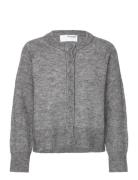 Slfrena Ls Knit Cardigan Camp Tops Knitwear Cardigans Grey Selected