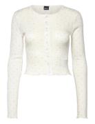 Pointelle Cardigan Tops Knitwear Cardigans Cream Gina Tricot
