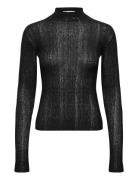 Peek Top Black Airy Linen-40 Tops Knitwear Turtleneck Black Hope