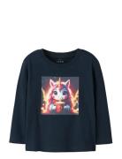 Nmfvotea Ls Nreg Top Tops T-shirts Long-sleeved T-shirts Navy Name It