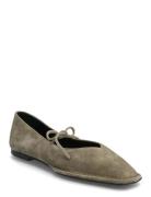 Sway Suede Tan Leather Ballet Flats Ballerinat Khaki Green ALOHAS