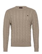Nathan Cable Ck Tops Knitwear Round Necks Khaki Green Morris