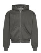 Block Zip Hoodie Tops Sweat-shirts & Hoodies Hoodies Grey Weekday