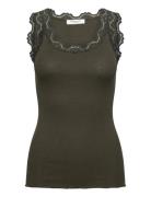 Rwbabette Silk Sl U-Neck Long Lace Tops T-shirts & Tops Sleeveless Kha...