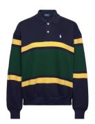 Striped Fleece Long-Sleeve Polo Shirt Tops T-shirts & Tops Long-sleeve...