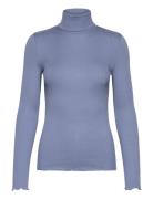 Rwbeatha Silk Ls Rollneck T-Shirt Tops Knitwear Turtleneck Blue Rosemu...