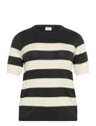Kclizzy Striped Pullover Tops Knitwear Jumpers Black Kaffe Curve