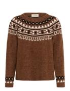 Crcherrie Pullover Tops Knitwear Jumpers Brown Cream
