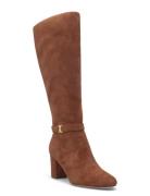 Kellie Suede Tall Boot Heel Korkeavartiset Saapikkaat Brown Lauren Ral...