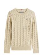 Cotton Cable Sweater Tops Knitwear Pullovers Cream Tommy Hilfiger