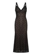 Alegra Stretch Lace Midi Dress Maksimekko Juhlamekko Black Bardot