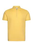 Slhfave Zip Ss Polo Tops Polos Short-sleeved Yellow Selected