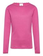 Tnlotus L_S Rib Tee Tops T-shirts Long-sleeved T-shirts Pink The New