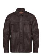 Mmgmatteo Brown Stripe Overshirt Tops Overshirts Black Mos Mosh Galler...