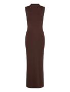 Veneda High Neck Maxi Dress Maksimekko Juhlamekko Brown Bardot