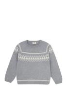 Pullover Knit W. Wool Tops Knitwear Pullovers Grey En Fant