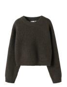 Nkfholly Ls Boxy Short Knit Noos Tops Knitwear Pullovers Brown Name It
