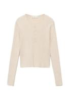 Ribbed Sweater With Buttons Tops Knitwear Jumpers Cream Mango