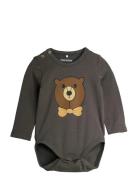 Bear Sp Ls Body Pitkähihainen Body Grey Mini Rodini