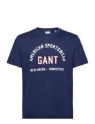 Printed Graphic Ss T-Shirt Tops T-shirts Short-sleeved Blue GANT
