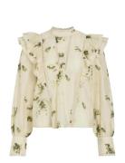 Viremo L/S Frill Top Tops Blouses Long-sleeved Cream Vila