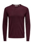 Onswyler Life Reg 14 Ls Crew Knit Noos Tops Knitwear Round Necks Burgu...