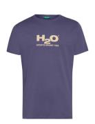 Logo Tee Tops T-shirts Short-sleeved Navy H2O