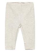 Stripped Cotton Leggings Bottoms Leggings Cream Mango