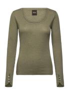 C_Edeline Tops T-shirts & Tops Long-sleeved Khaki Green BOSS