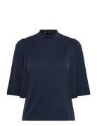 Mskelli Modal T-Shirt Tops Blouses Short-sleeved Navy Minus