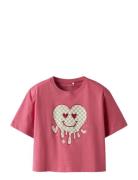 Nkfkaren Ss Nreg Short Top Ps Noos Tops T-shirts Short-sleeved Pink Na...