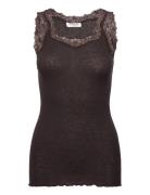 Rwburlington Wool Sl Lace Top Tops T-shirts & Tops Sleeveless Brown Ro...