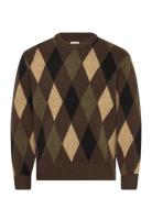 Sdralph Camo Tops Knitwear Round Necks Brown Solid