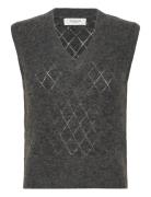 Rwaida Alpaca Sl V-Neck Vest Vests Knitted Vests Grey Rosemunde