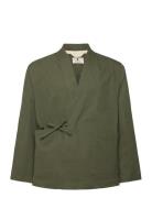 Akjesper Kimono Overshirt Tops Overshirts Khaki Green Anerkjendt