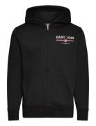 Graphic Full Zip Hoodie Tops Sweat-shirts & Hoodies Hoodies Black GANT