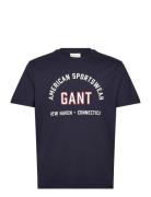 Printed Graphic Ss T-Shirt Tops T-shirts Short-sleeved Navy GANT