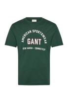 Printed Graphic Ss T-Shirt Tops T-shirts Short-sleeved Green GANT