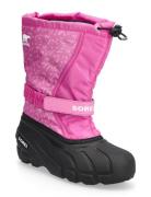Youth Flurry Boot Print Talvikengät Tarroilla Pink Sorel
