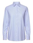 Elsa Striped Oxford Shirt Tops Shirts Long-sleeved Blue Newhouse
