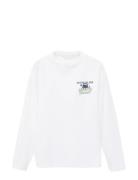 Printed Long Sleeve T-Shirt Tops T-shirts Long-sleeved White Mango