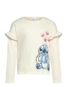 Tshirt Tops T-shirts Long-sleeved T-shirts Cream Lilo & Stitch