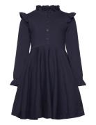 Flounce Collar Dress Navy Dresses & Skirts Dresses Casual Dresses Long...