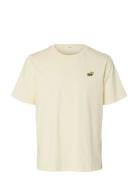 Slhreg-Salz Emb Ss O-Neck Tee Tops T-shirts Short-sleeved Cream Select...