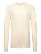 Organic Cotton Cable Knit - Regener Tops Knitwear Round Necks Cream Kn...