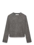 Slfsia Ras Ls Knit New O-Neck Noos Tops Knitwear Jumpers Grey Selected