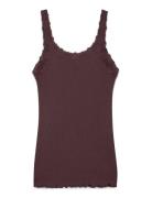 Rwbabette Silk Sl Deep Back Lace To Tops T-shirts & Tops Sleeveless Br...